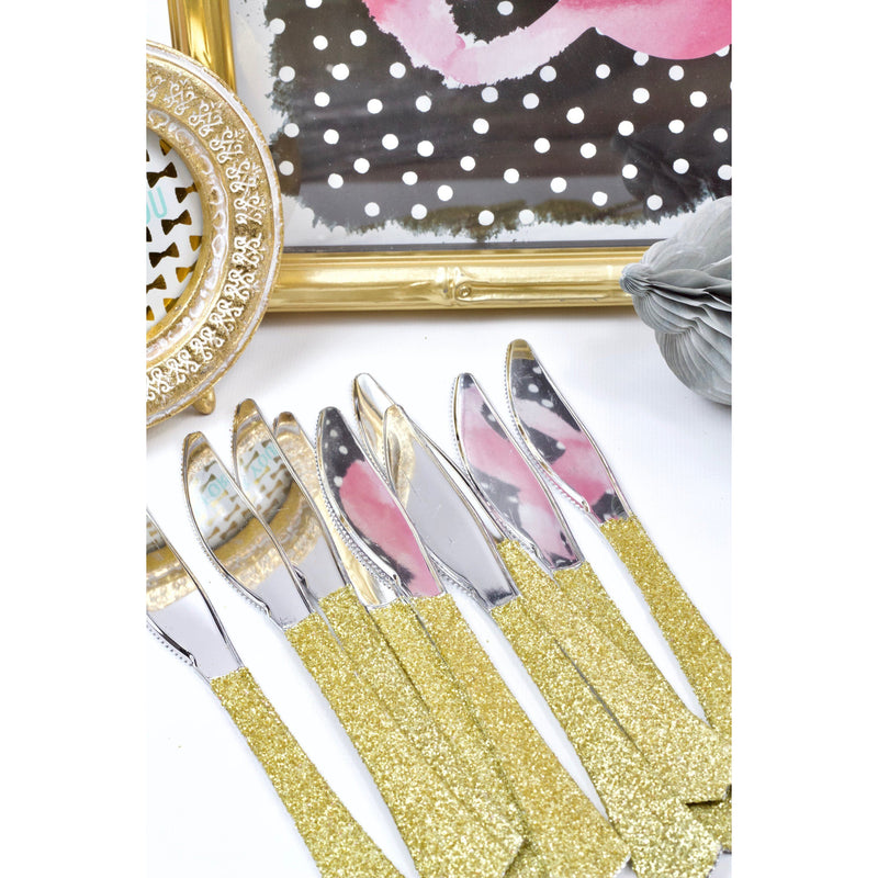Gold Glittered Silver Knife, Tableware, Jamboree 