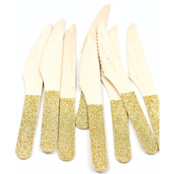 Gold Glittered Wood Knife, Tableware, Jamboree 