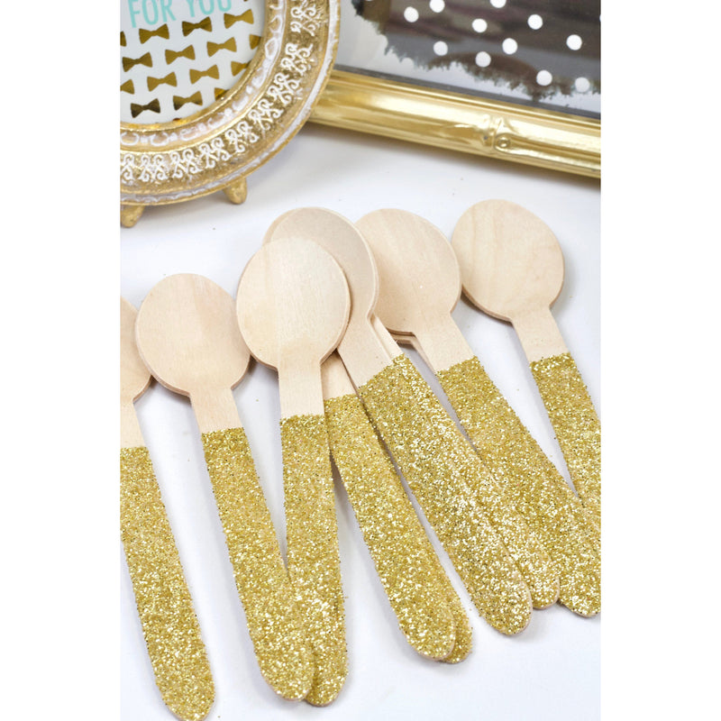 Gold Glittered Wood Spoon, Tableware, Jamboree 