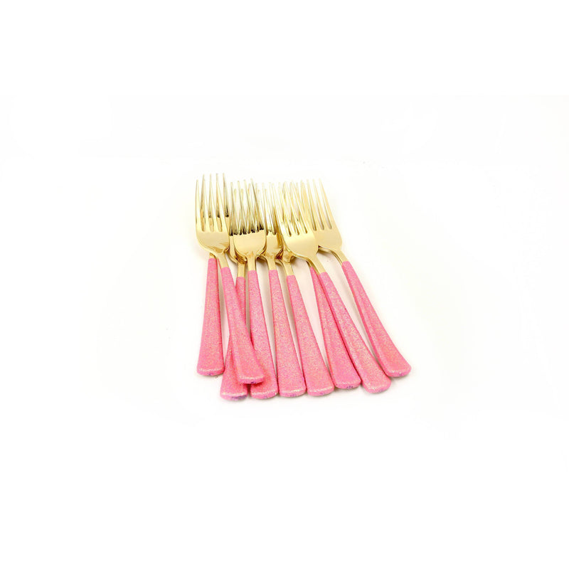 Hot Pink Glittered Gold Fork, Tableware, Jamboree 