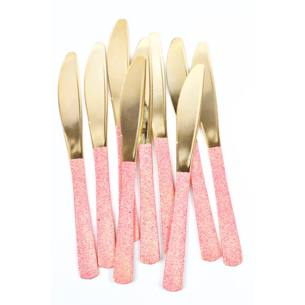 Hot Pink Glittered Gold Knife, Tableware, Jamboree 