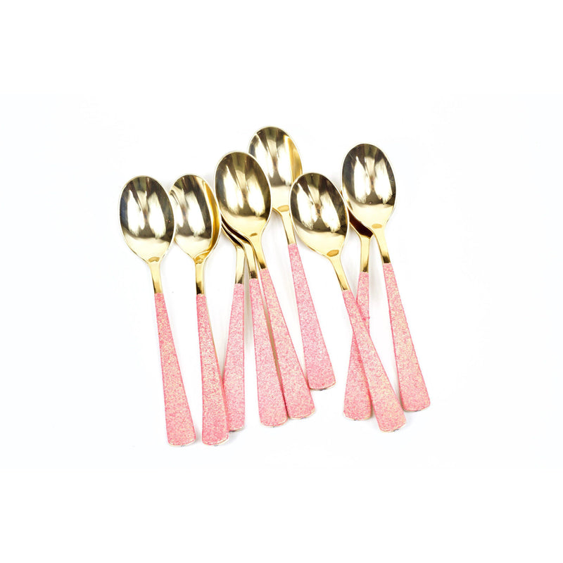 Hot Pink Glittered Gold Spoon, Tableware, Jamboree 