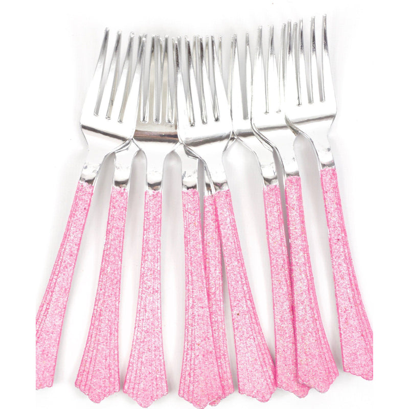 Hot Pink Glittered Silver Fork, Tableware, Jamboree 