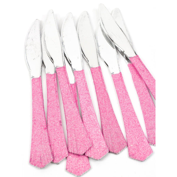 Hot Pink Glittered Silver Knife, Tableware, Jamboree 
