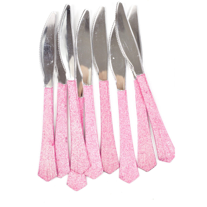 Hot Pink Glittered Silver Knife, Tableware, Jamboree 