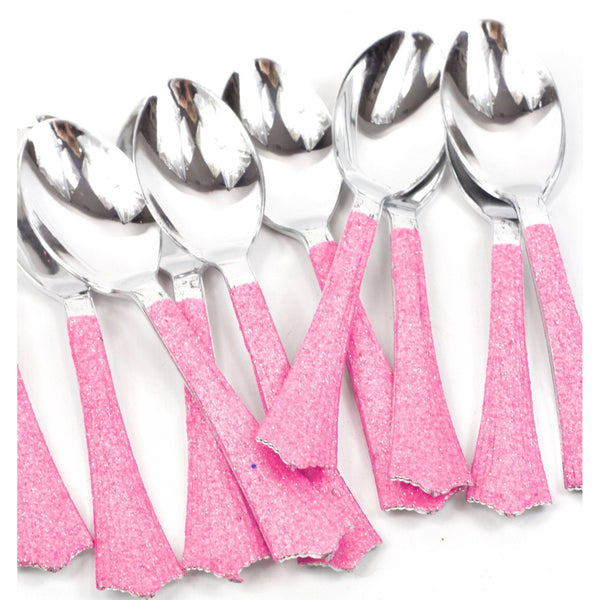 Hot Pink Glittered Silver Spoon, Tableware, Jamboree 