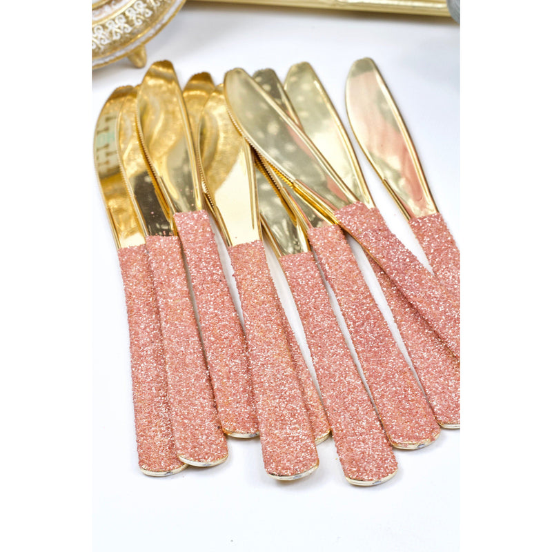 Rose Gold Glittered Gold Knife, Tableware, Jamboree 