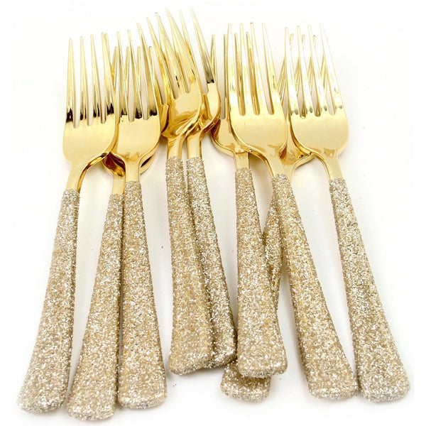 White Gold Glittered Gold Fork, Tableware, Jamboree 