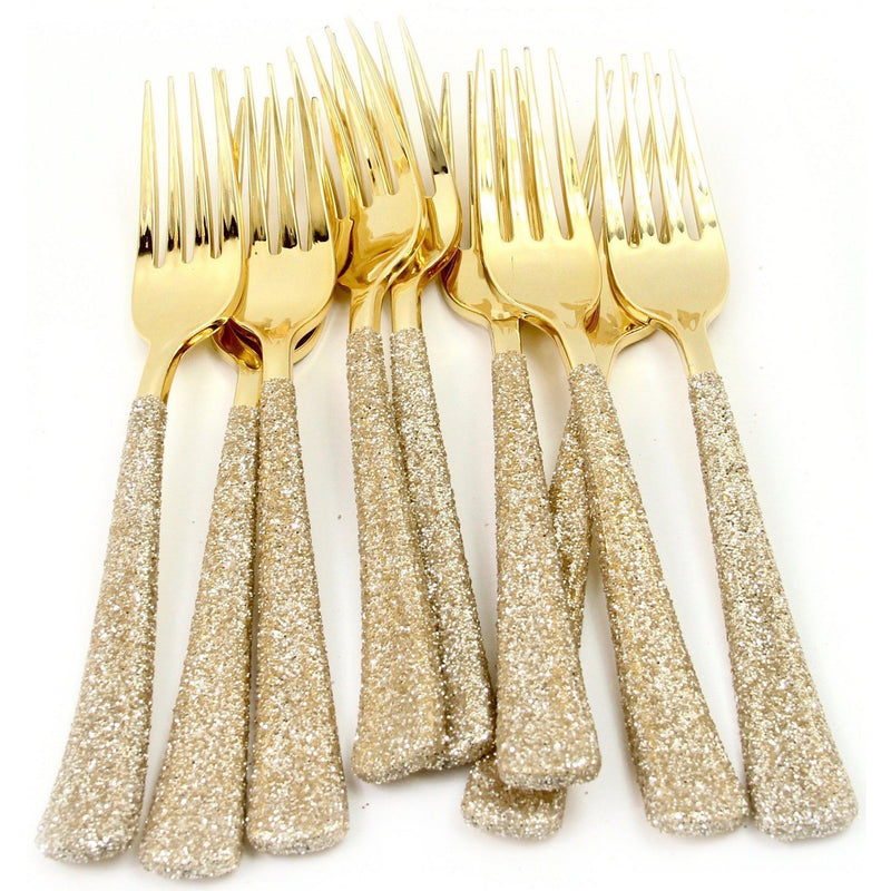 White Gold Glittered Gold Fork, Tableware, Jamboree 