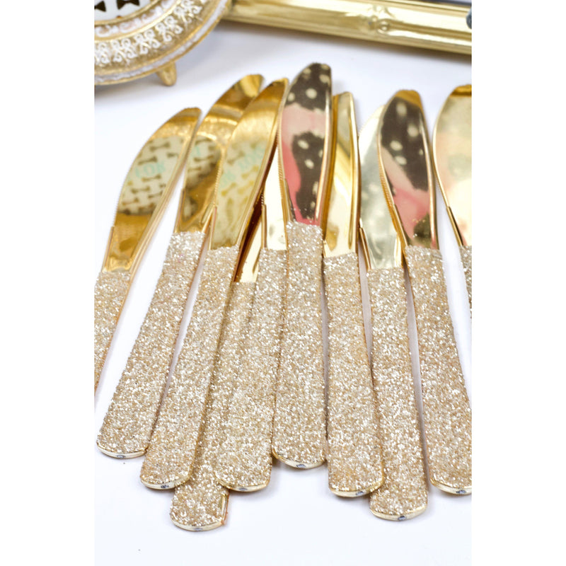 White Gold Glittered Gold Knife, Tableware, Jamboree 