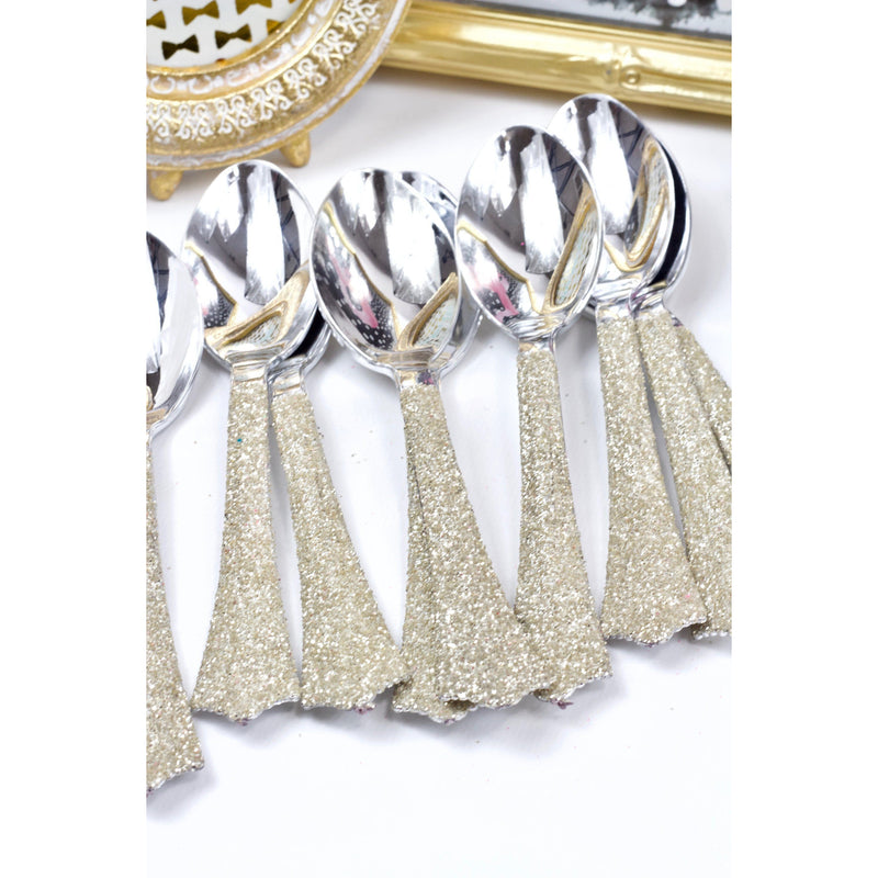 White Gold Glittered Silver Spoon, Tableware, Jamboree 
